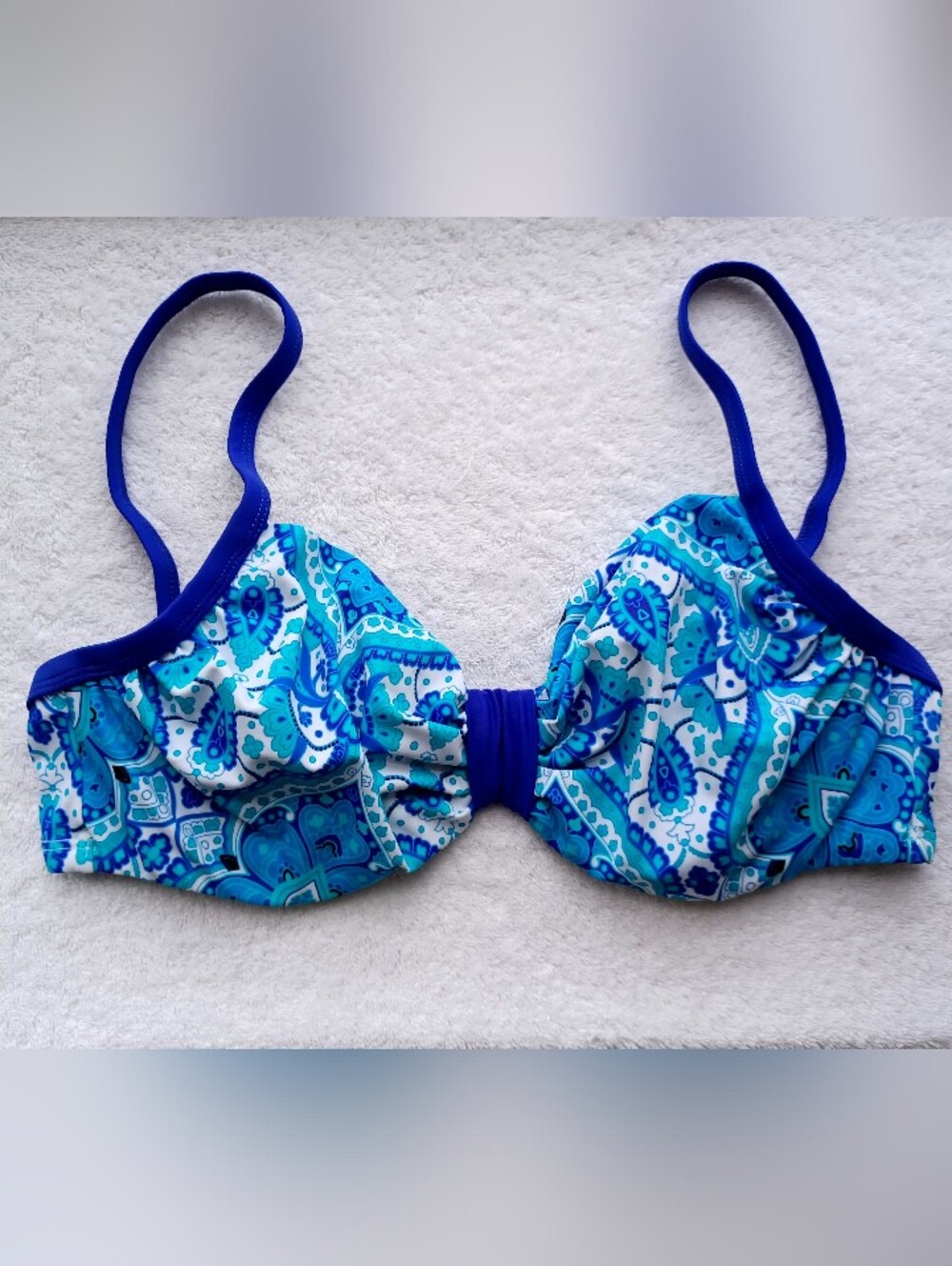 VENUS Blue Paisley Print Bikini Top, Size 32G/34DDD/36DD